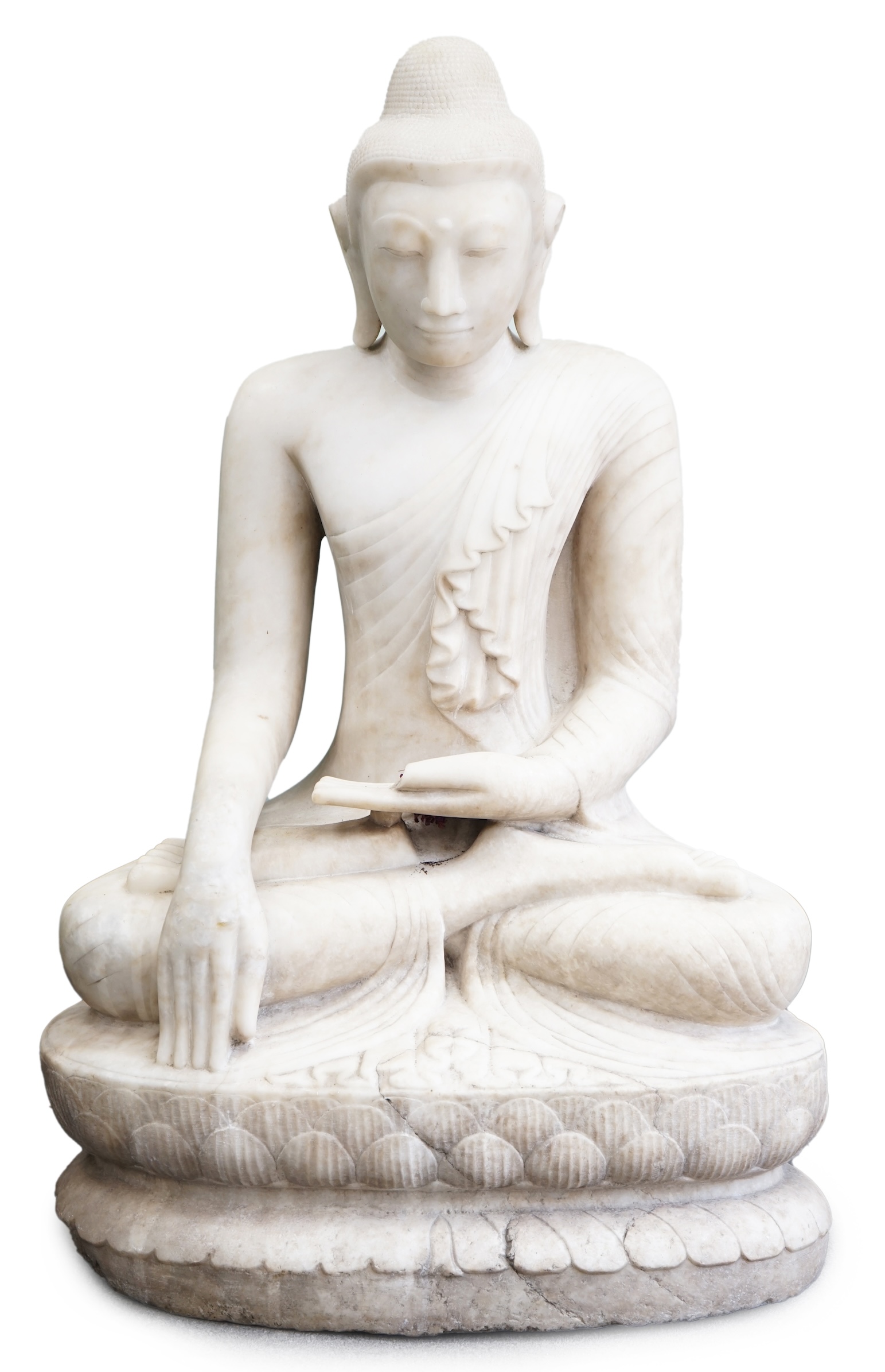 A massive Burmese marble seated figure of Buddha Shakyamuni, 18th/19th century